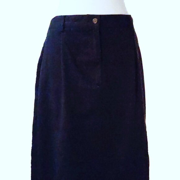 L.L. Bean Vintage 1980s/1990s Twill Navy Midi Skirt - Picture 3 of 7